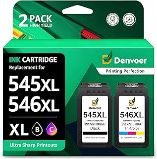 Denvoer PG-545XL CL-546XL Ersatz für Canon Druckerpatronen 545 546 XL Multipack Kompatibel für Canon Pixma TS3350 TS3450 TS3451 TS3452 TS3351 TS3150 TR4550 TR4650 MX495(Schwarz, Farbe)