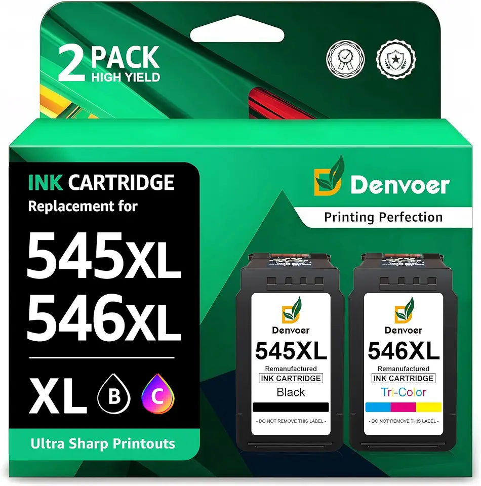 Denvoer Denvoer PG-545XL CL-546XL Ersatz für Canon Druckerpatronen 545 546 XL Multipack Kompatibel für Canon Pixma TS3350 TS3450 TS3451 TS3452 TS3351 TS3150 TR4550 TR4650 MX495(Schwarz, Farbe)
