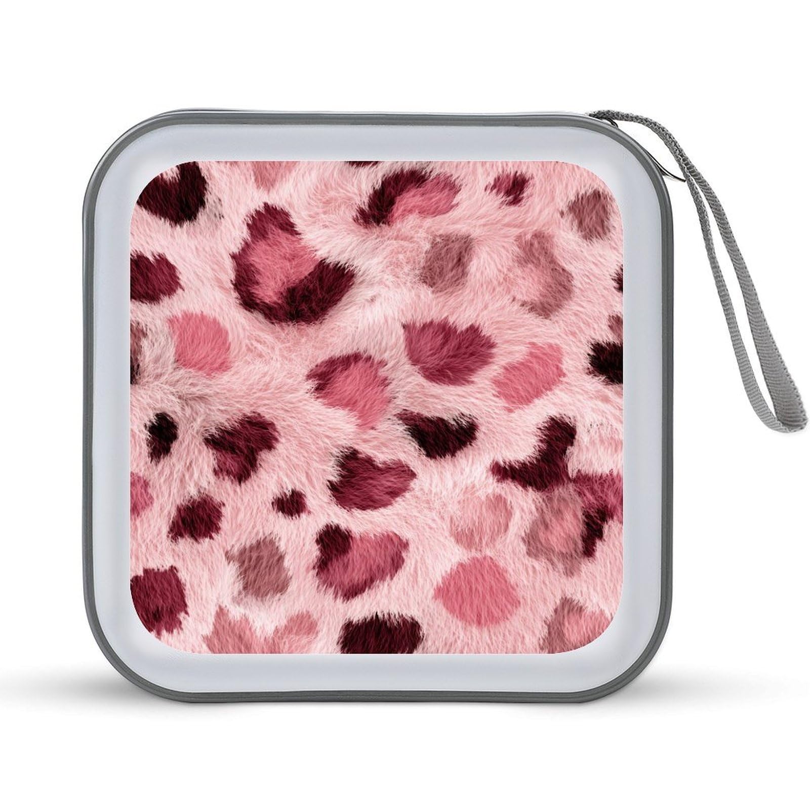 Jubonexis Light Pink Shades of Leopard Spots CD Case DVD Storage Case Portable for Car Home Travel