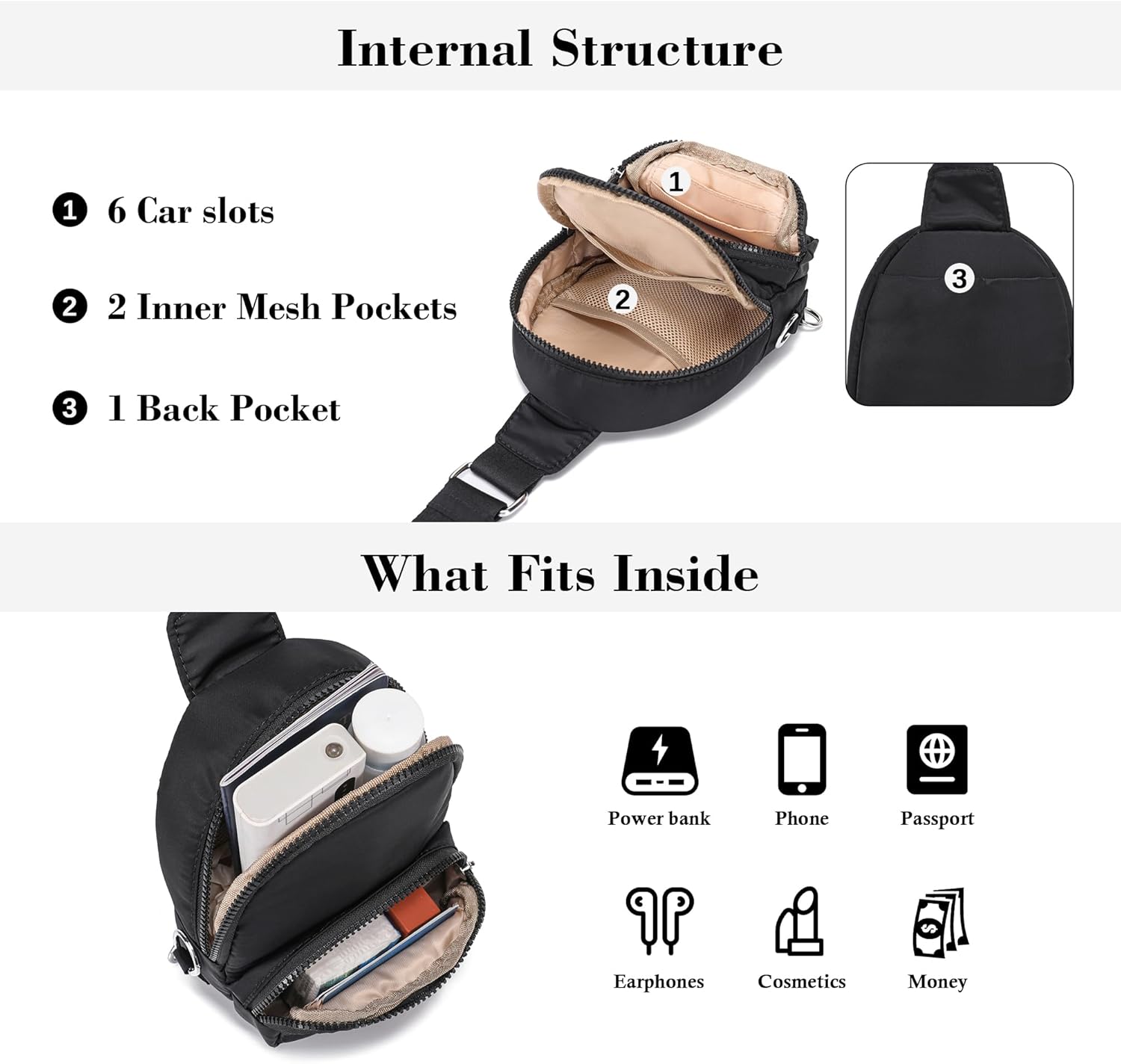 NEICOA Anti Theft Crossbody Bags for Women Small Nylon RFID Sling Bag Lightweight Travel Purse for Daily Casual Use - Image 5