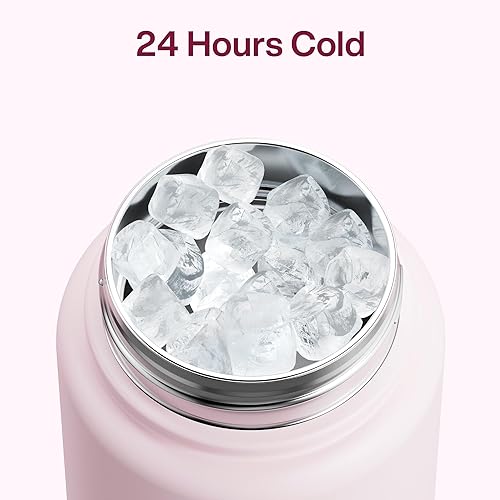 Miniatura 1059 de ENCOOL Botella de agua aislada con popote, de acero inoxidable, a prueba de fugas, sin BPA, al vacío de doble pared que se mantiene fría durante 24