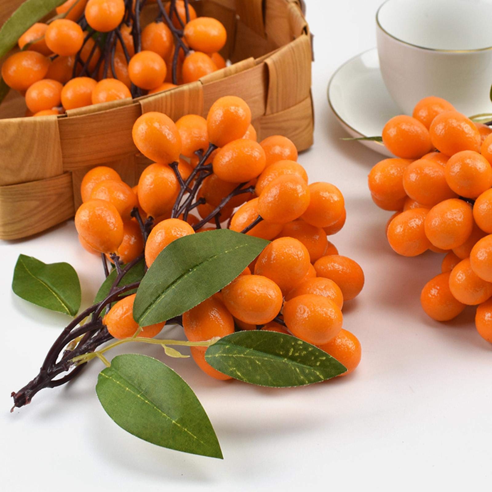 Faux Kumquats Artificiels Sur Liane - Lot De 2 Guirlandes 2,3 M, En Plastique Réaliste, Déco Maison