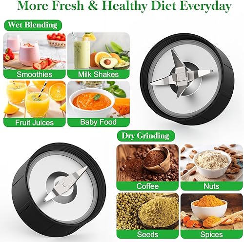 Miniatura 2 de Licuadora para batidos y batidos, licuadoras portátiles de encimera de 850 W para cocina, 17 piezas de licuadora y molinillo con hoja de 6 bordes,