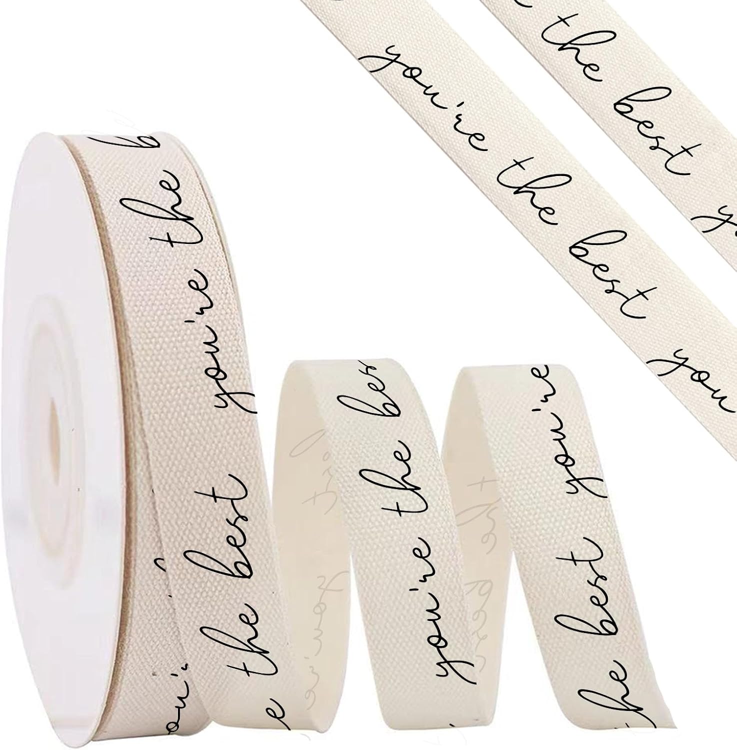 Just for You Cotton Twill Tape Ribbon，5/8 Inch x 10Yard Natural Cotton Herringbone Ribbons for Birthdays Anniversaries DIY Crafts Baking Sewing Crafts Home Decor