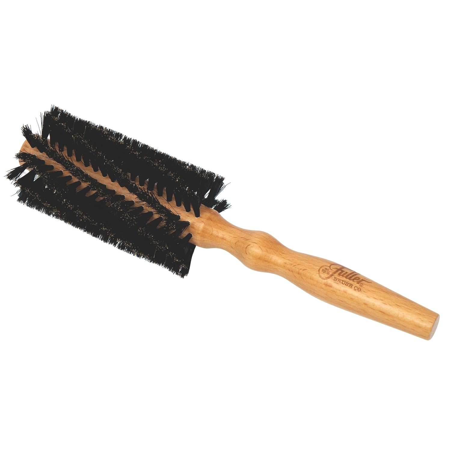 Fuller Brush Natural Beechwood Hairbrush - Ergonomic Contoured Handle - Genuine Boar Bristles - Spiral Tufting Pattern for Curls & Bobs - Style & Wave with Natural Shine (Spiral All Round)