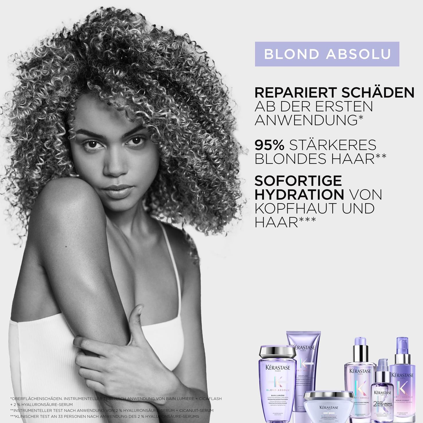 Kérastase, Blond Absolu, Pflegeroutine mit Shampoo sowie Haarspülung (Normalgröße und gratis Probiergröße 75ml) für blondiertes, gesträhntes oder natürlich blondes Haar, Mit Hyaluronsäure