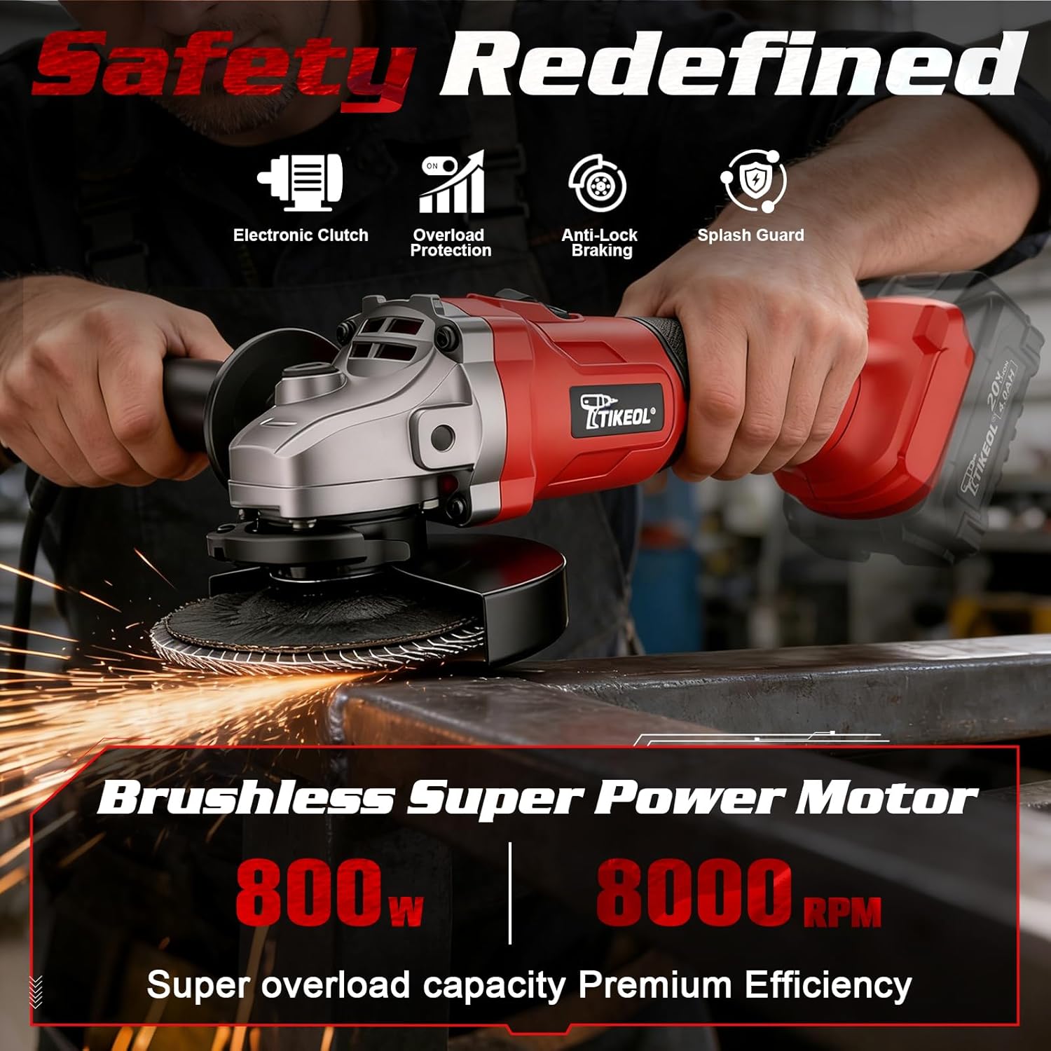 Brushless Cordless Angle Grinder 4-1/2 Inch, Compatible with Makita 18V Battery, 8000RPM Electric Cut-Off Tool for Metal Cutting Grinding Polishing (Tool Only)