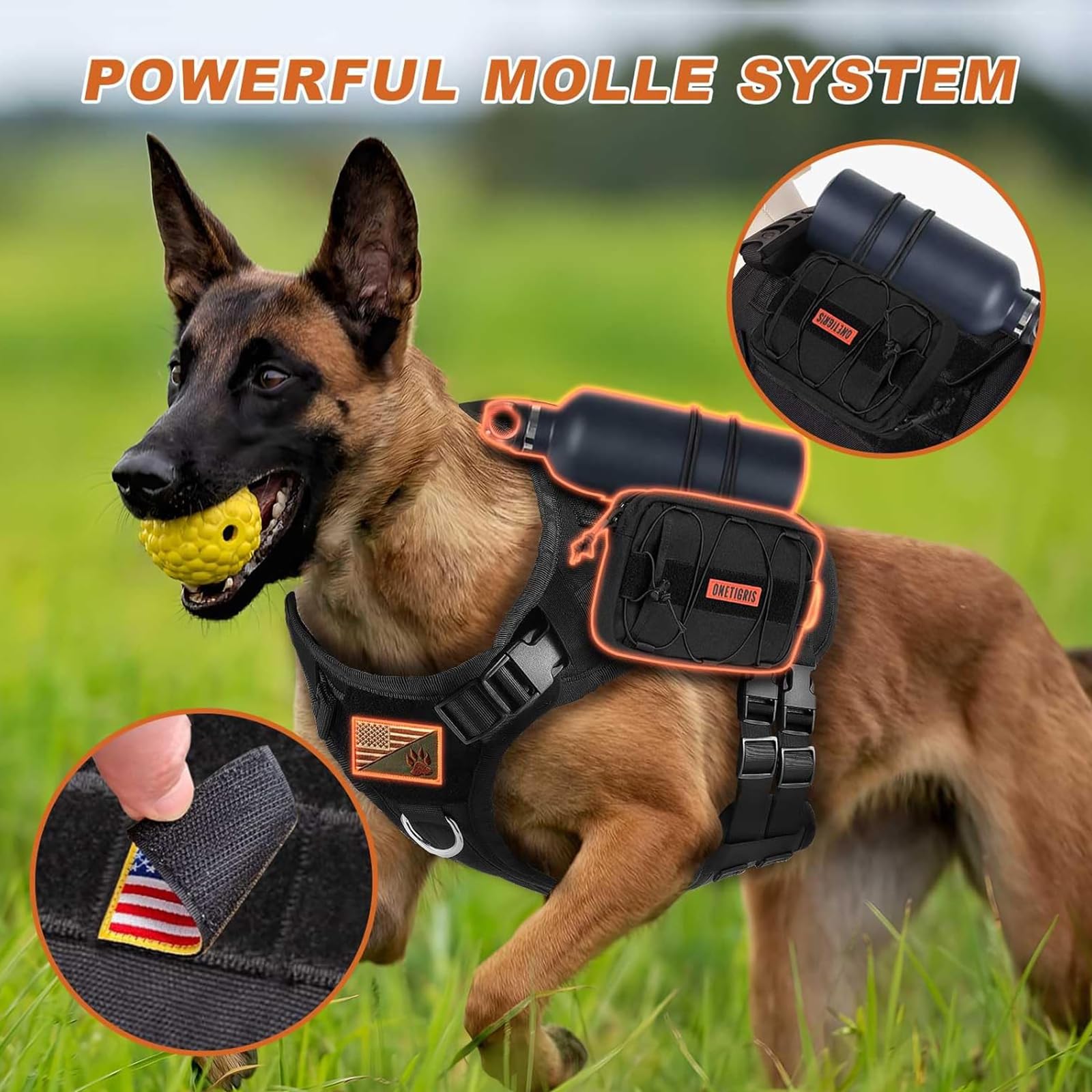 Arnes Táctico Perro Grandes Medianos Arnes Perro Antitirones Militar Chaleco De Entrenamiento Ajustable para Perros con Sistema Molle para Entrenamiento Correr Caminar Cazar,Gris,Small