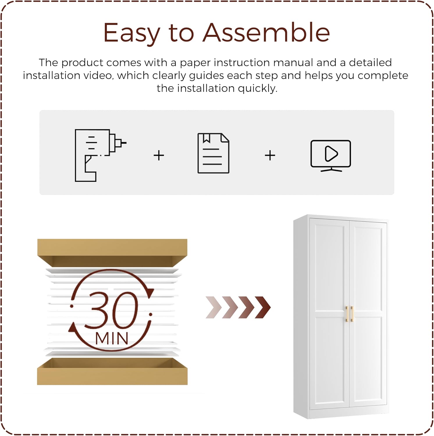 71" Tall Metal Pantry Cabinet, White Kitchen Pantry Storage Cabinet with 4 Adjustable Shelves and Gold Handles, Cupboard for Kitchen, Dining Room, Living Room, Bathroom - Image 6