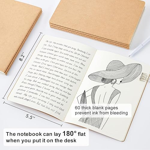 Miniatura 2 de feela Paquete de 8 cuadernos de papel kraft sin forro, bloc de notas en blanco para escribir dibujos, cuaderno de bocetos pequeño diario de viaje a