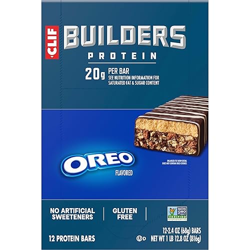 Miniatura 14 de CLIF BUILDERS Barras de proteínas, saborizadas con OREO, 0.71 onzas de proteína a base de plantas, sin gluten, sin OMG, baja glucémica, sin