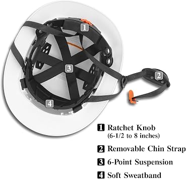 Full Brim Hard Hat, Safety Helmet OSHA Approved, Cascos De Construccion, Vented Construction Hard Hat, 6 Point Suspension Adjustable Ratchet, Work Helmets for Men Women