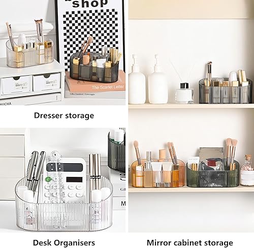 Miniatura 4 de DASITON Soporte para brochas de maquillaje de gran capacidad, soporte para brochas de maquillaje de 5 ranuras, soporte para brochas de maquillaje a