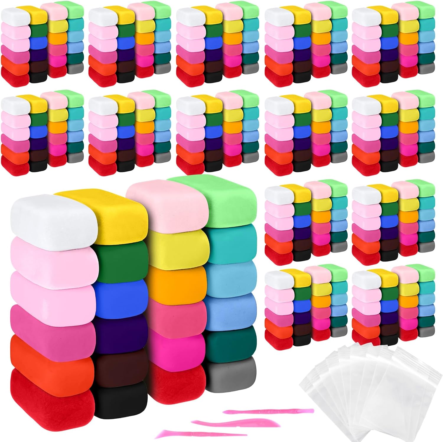 Poen 600 Pcs Air Dry Clay Kit Multi Colors Ultra Light Modeling Clay for Kids DIY Safe Soft with Sculpting Tool Back to School Gift for Kids Adults Artists Art Crafts