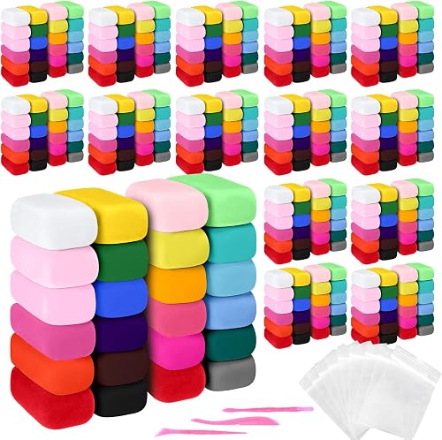 Poen 600 Pcs Air Dry Clay Kit Multi Colors Ultra Light Modeling Clay for Kids DIY Safe Soft with Sculpting Tool Back to School Gift for Kids Adults Artists Art Crafts