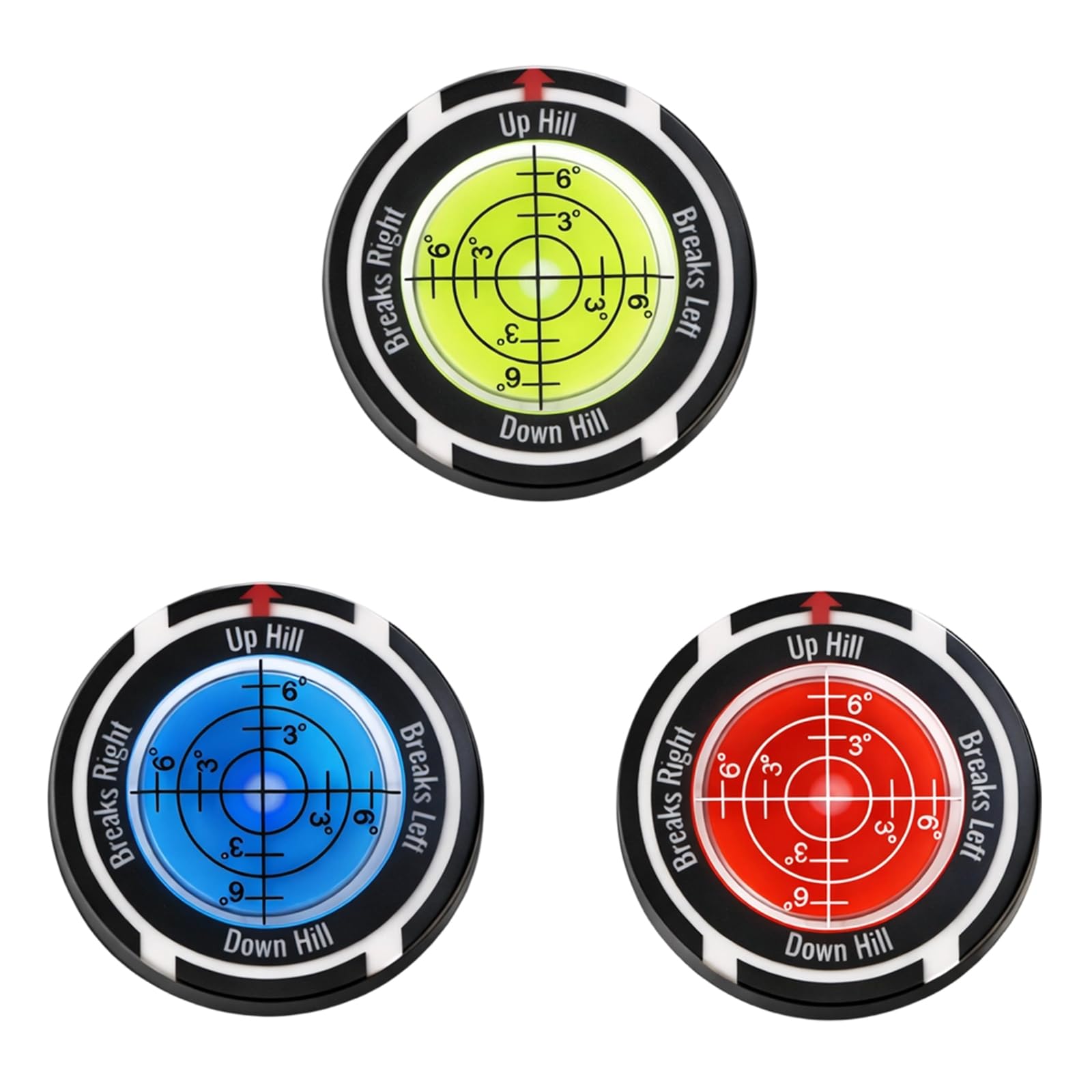 QhgPnt 3 Pcs Golf Ball Markers,Golf Markers,Golf Green Reader,Golf Markers for Putting Green, Golf Skill Improvement Training Aid for Golf Enthusiasts and Beginners(Red,Green,Blue)