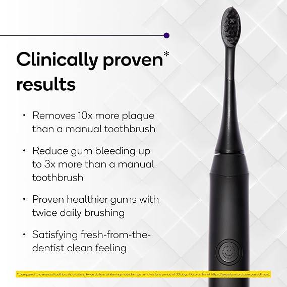 Burst Original Sonic Electric Toothbrush for Adults (Black) | Rechargeable Electric Sonic Toothbrush | Soft Bristle Deep Clean Stain & Plaque Removal | 3 Modes: Teeth Whitening, Sensitive & Massage
