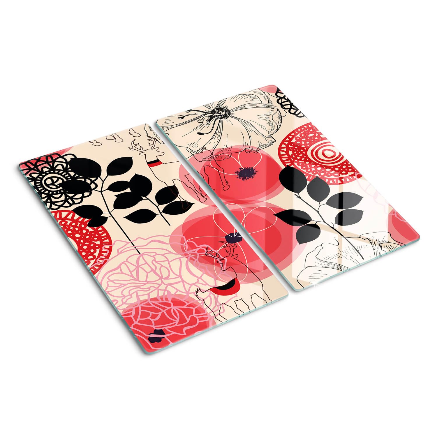 Planche à découper en verre contact alimentaire motif vagues de 2x30x52 cm