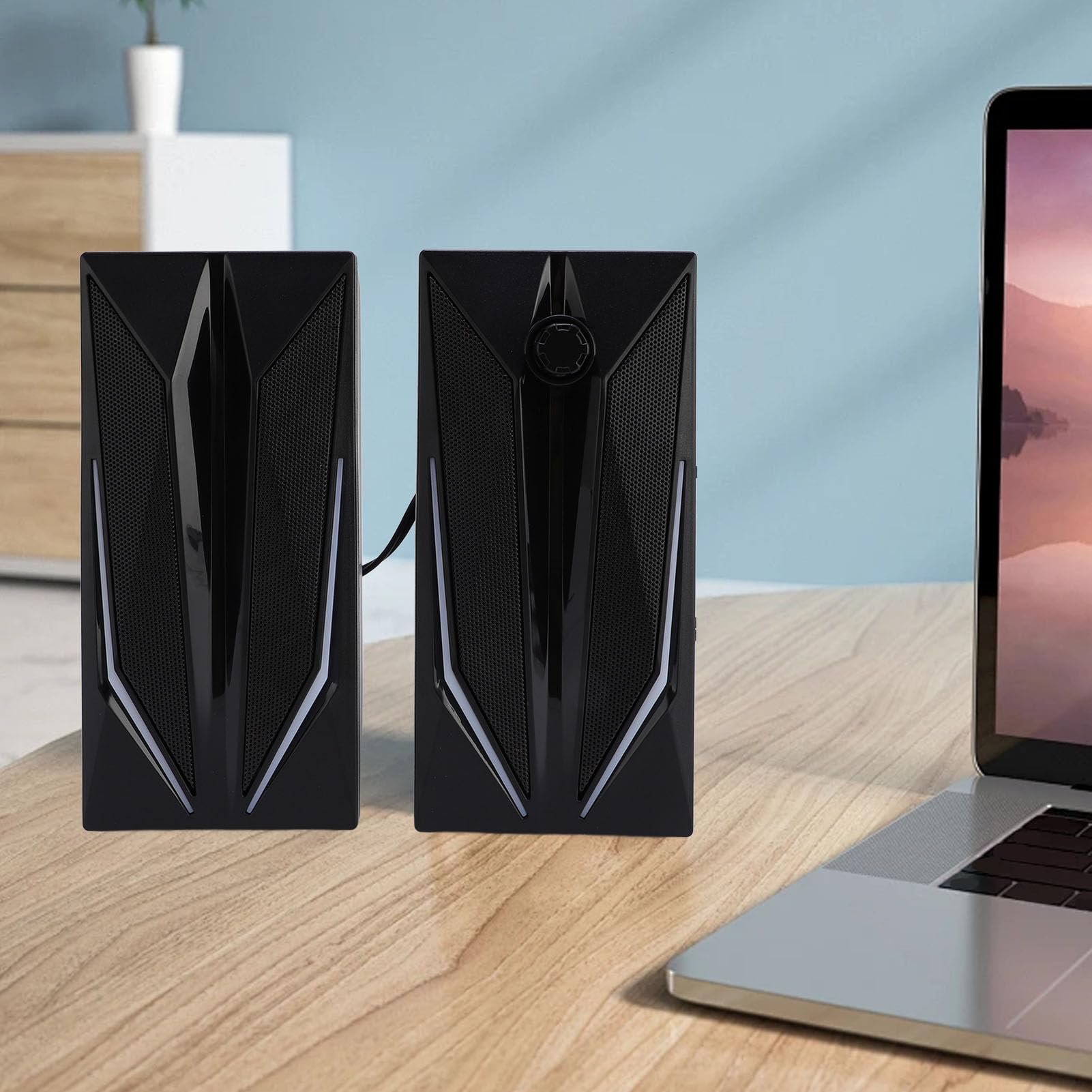Bewinner Wciągający Głośnik Biurkowy RGB USB z Mocnym Wyjściem do Laptopa Stacjonarnego, 2,0-calowy Głośnik dla Graczy i Miłośników Filmów