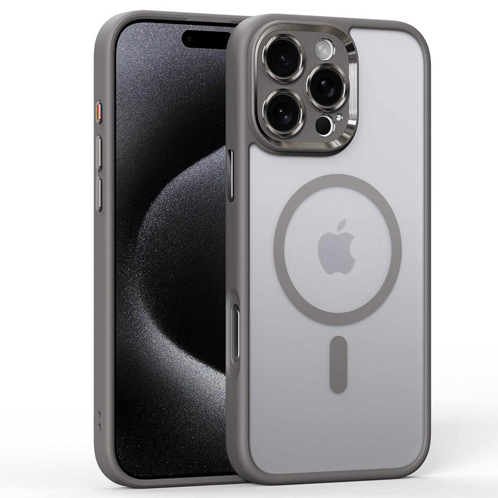 Coque iPhone 16 Pro compatible MagSafe antichoc en TPU mat gris - 8