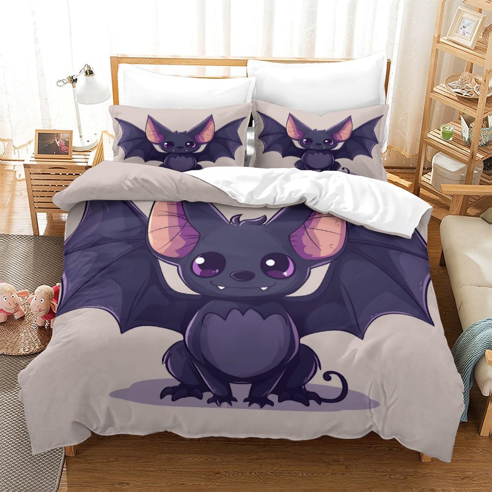 P1S9U7W5Y 3D Printed Cartoon Dragon Duvet Cover Set 3pcs Microfiber Fantasy Bedding Set King