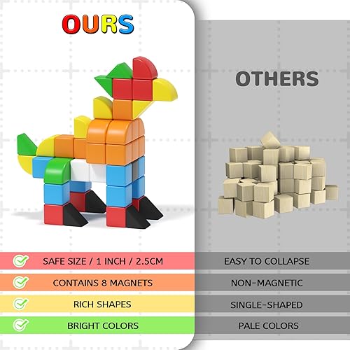 Miniatura 4 de 84 bloques magnéticos, juguetes sensoriales para niños con autismo, cubos magnéticos 3D, juguetes Montessori preescolares STEM para niños pequeños