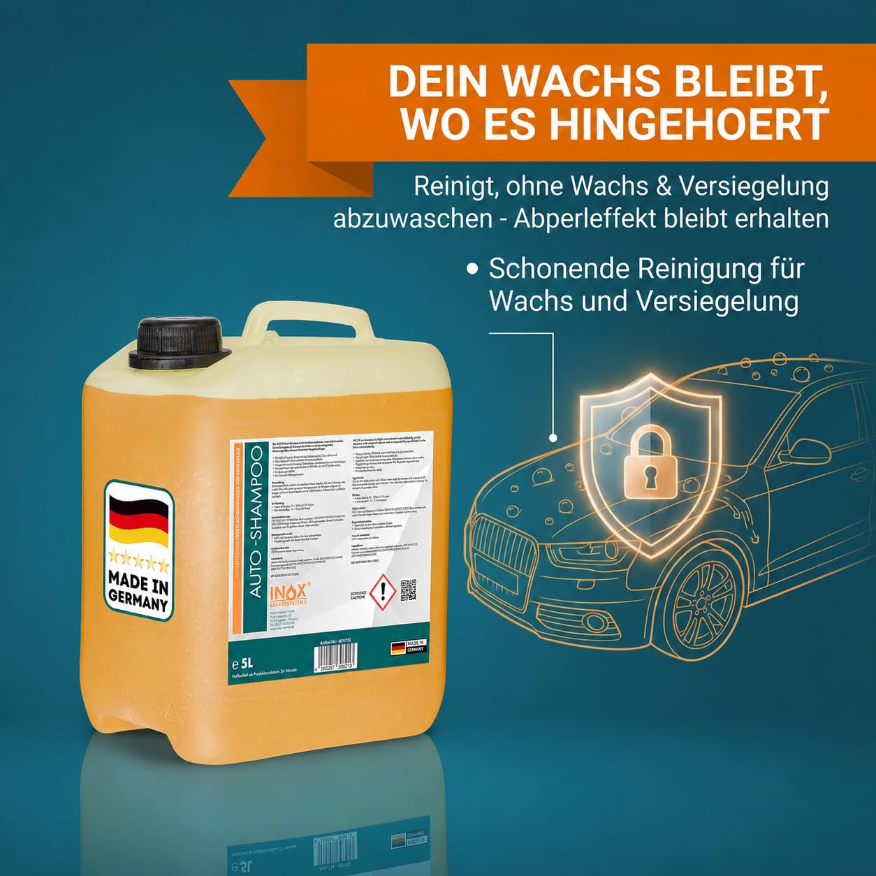 INOX Nano Line Autoshampoo Konzentrat 4x5L, hochdruckreinigergeeignet | Sanfte, schonende Reinigung für PKW, LKW, Wohnmobil und Motorrad. Ideal geeignet für den Einsatz im Hochdruckreiniger