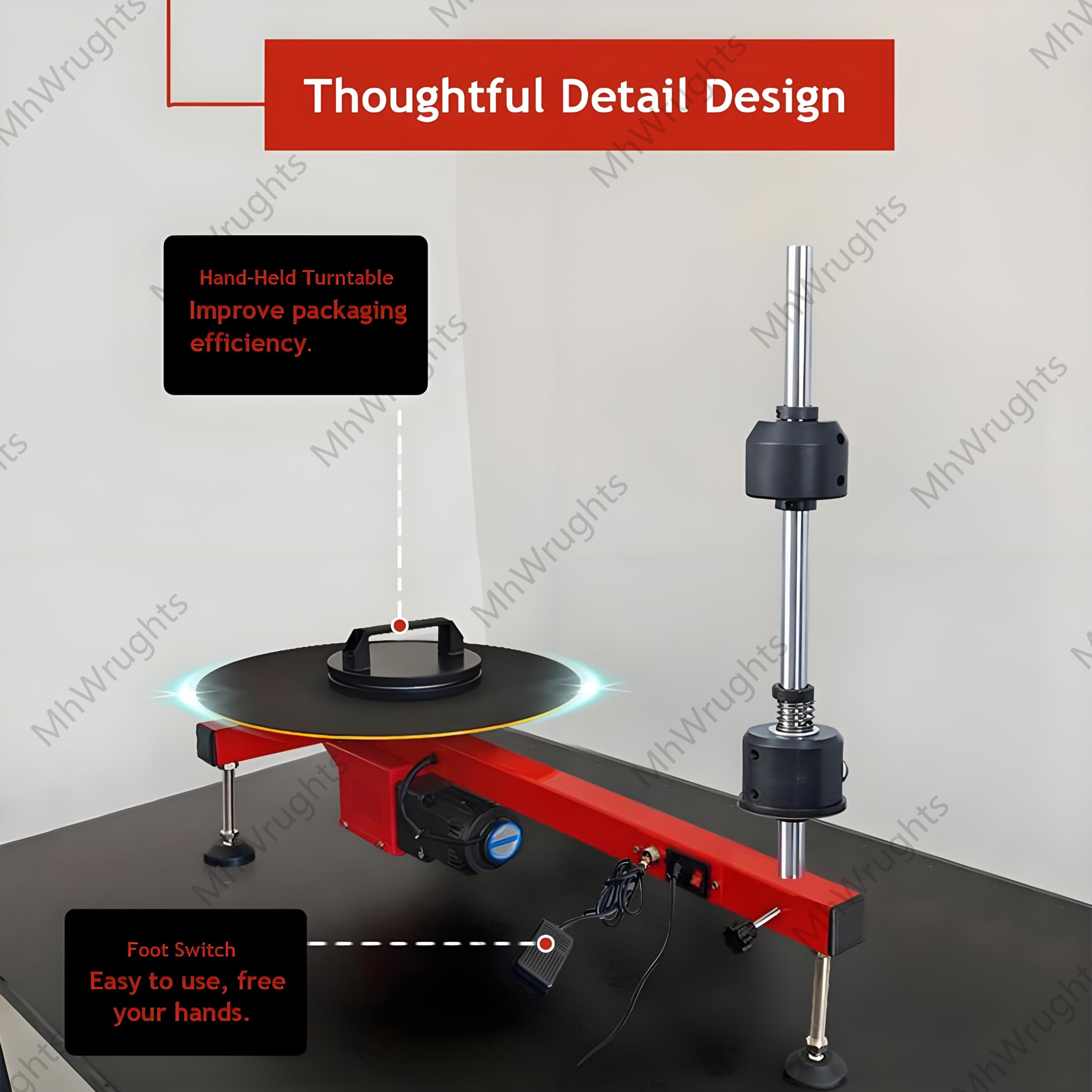 Máquina de embalaje eléctrica de cartón de mesa, envoltura automática de película elástica, velocidad de 30 rpm, diámetro de la placa giratoria de 40 cm, equipo de embalaje de película de plástico
