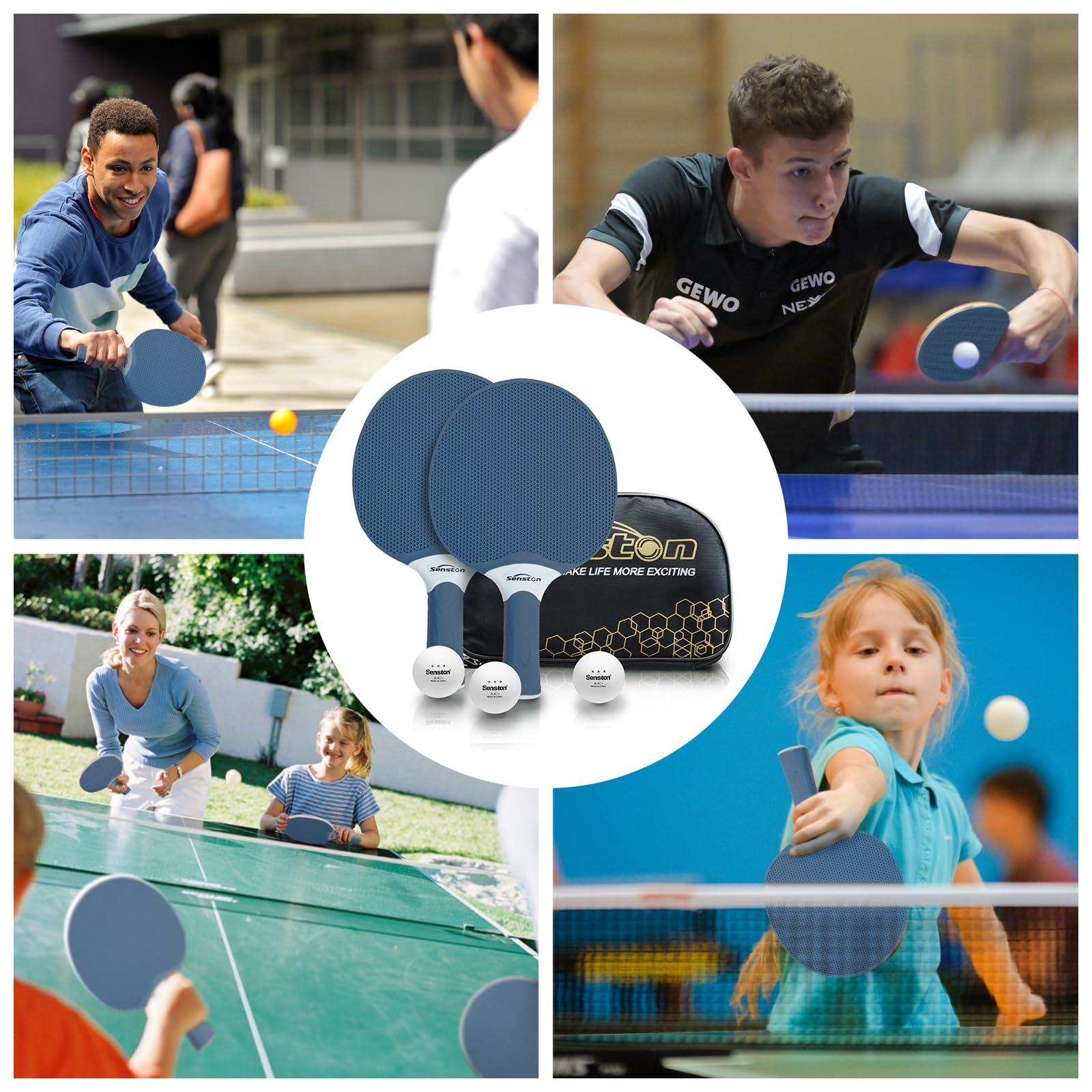 Senston Palas Ping Pong- Equipamiento Esencial para Amantes del Deporte, Raquetas Ping Pong con 3 Pelotas — view 6