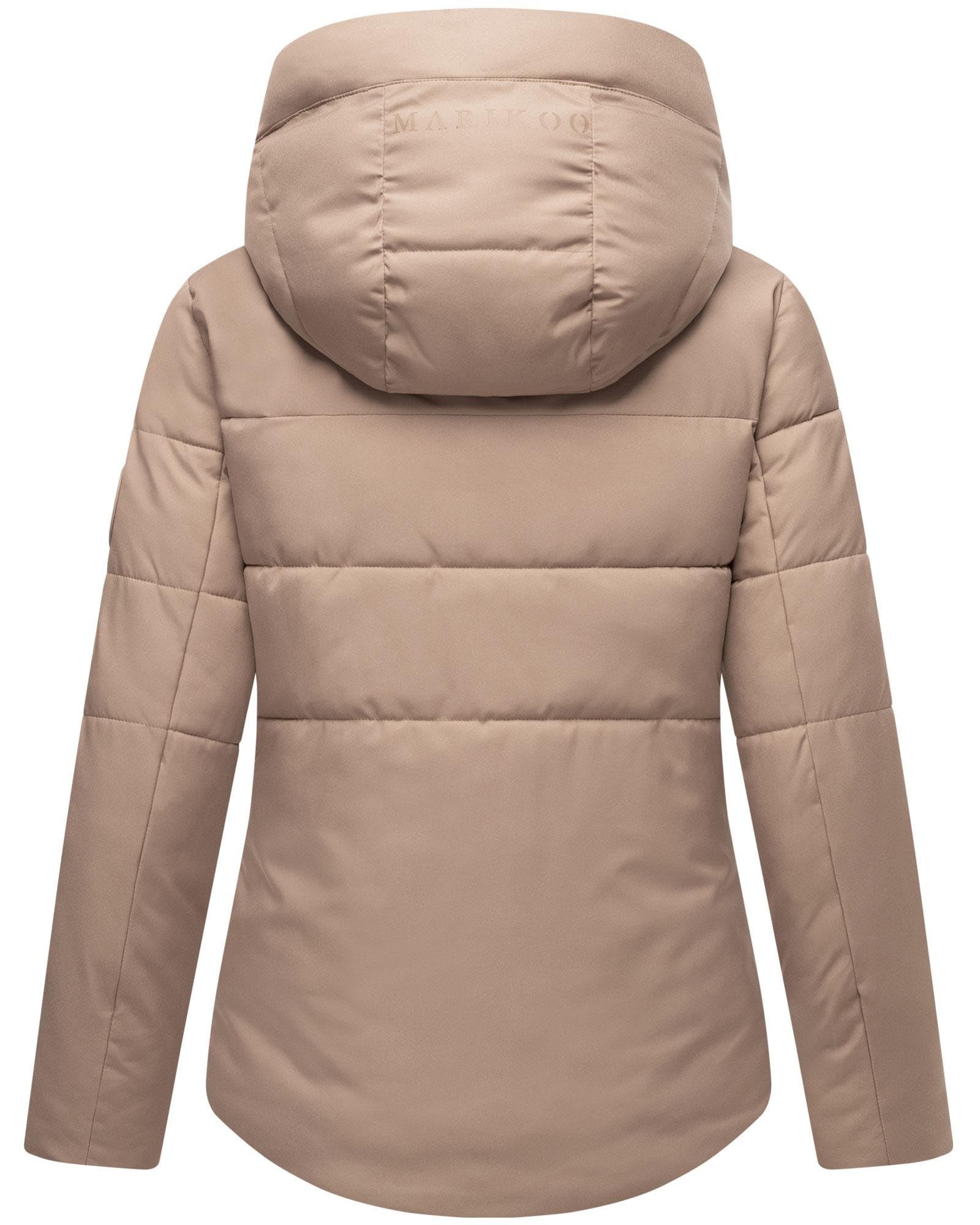 Marikoo Damen Winterjacke (XS-3XL) - 5 Taschen, große Kapuze, Schlaufen auf der Innenseite, leichte Steppjacke, Warme Jacke Frauen - N019