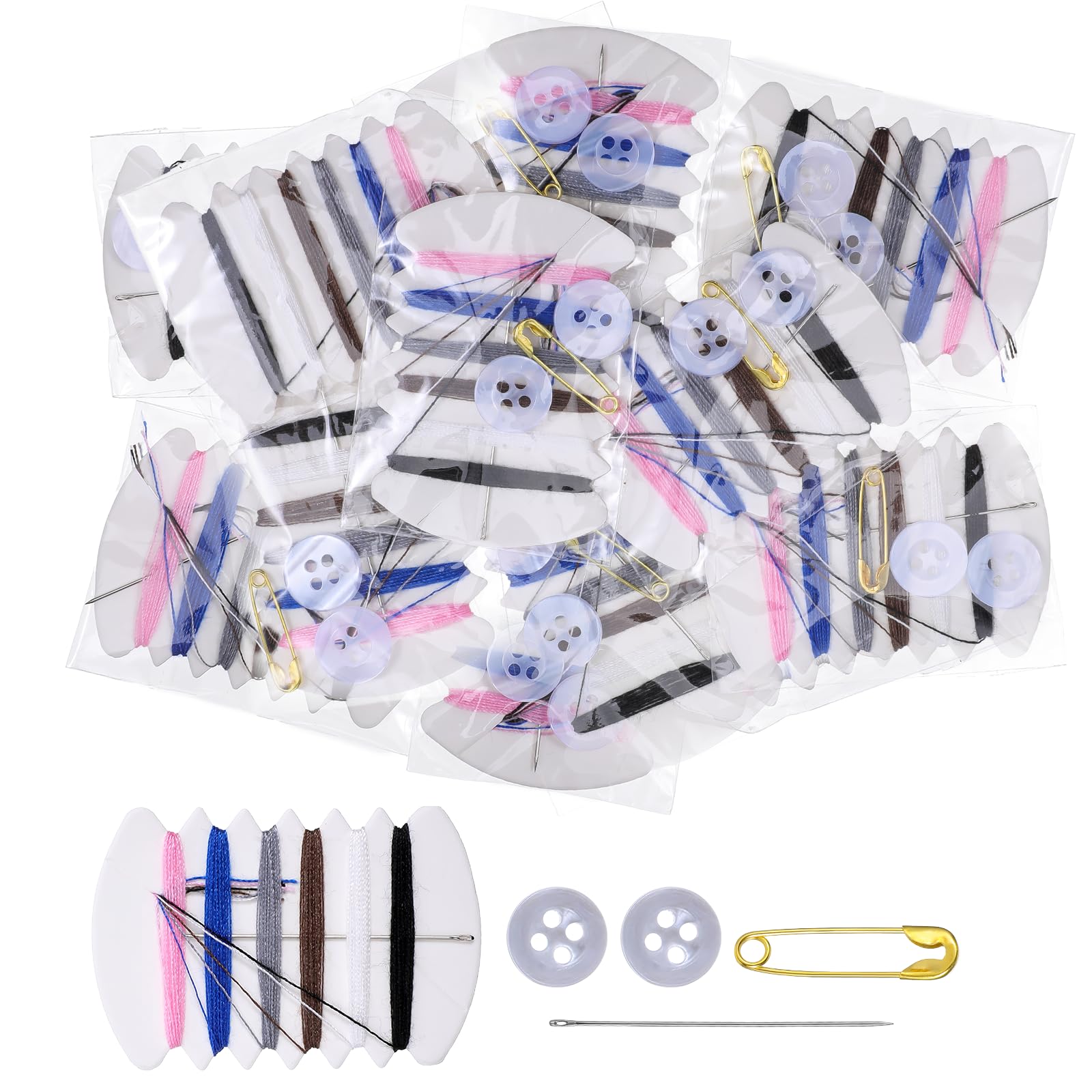 10pcs Travel Sewing Kits Mini Simple Handy, Thread Repair Emergency Kit Small Quick Fix Sewing-Kit with with Needles, Threads, Button, Safety Pin Basic Personal Kit Hotel Amenities Travel Sewing Kits