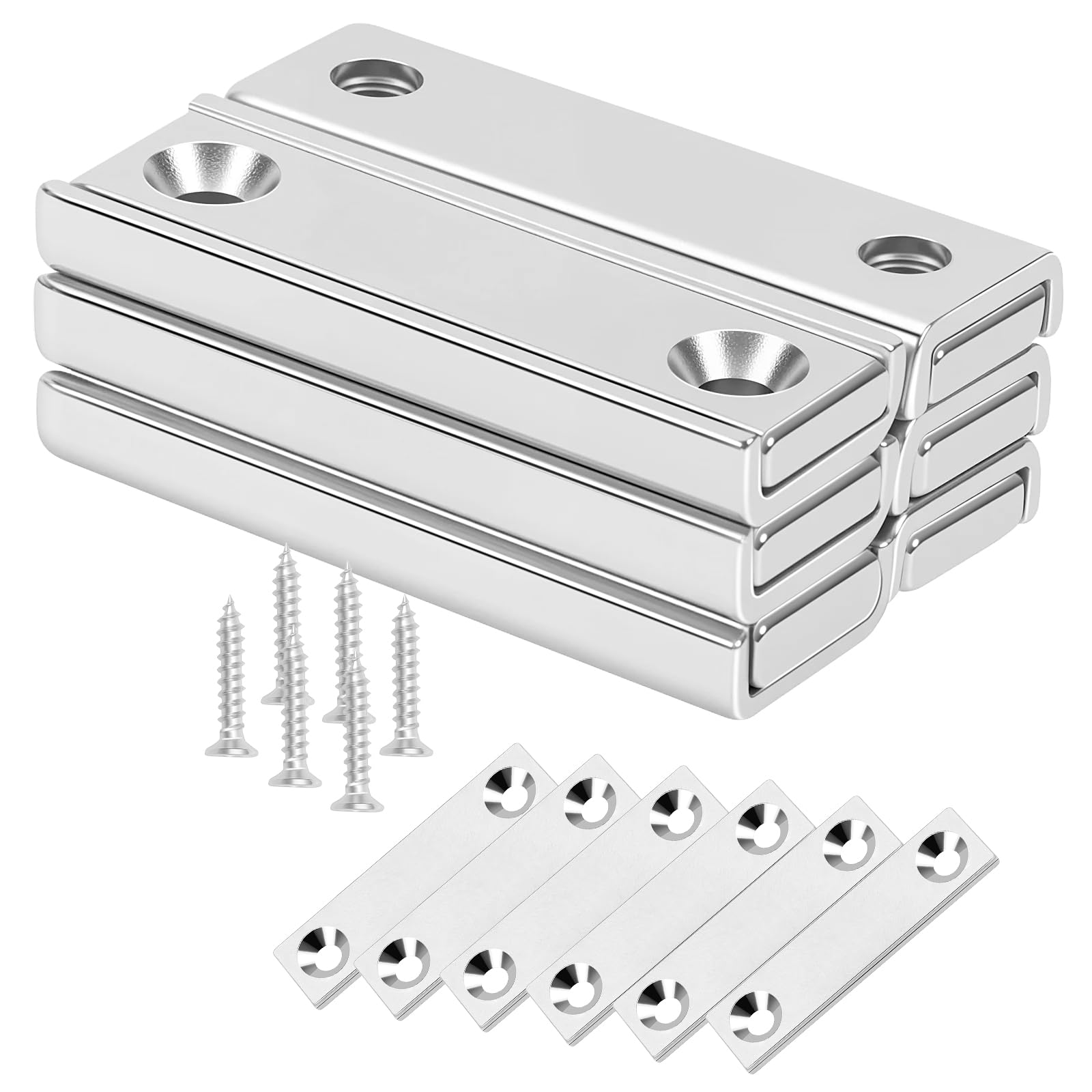 Neosmuk Bar Magnets with Screws,70lbs Magnet with Holes Silver 4 Pack — Amazon image 9