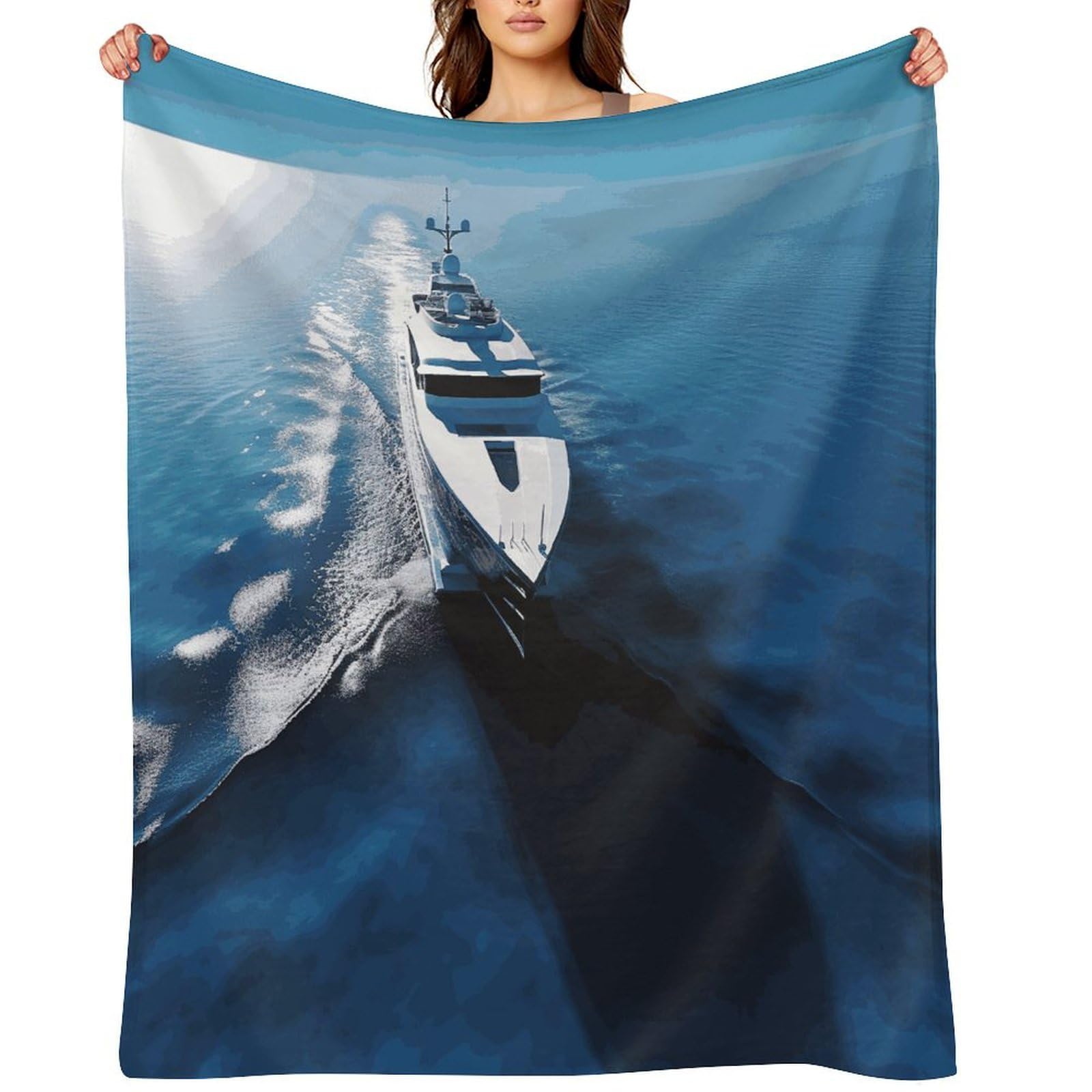 Yacht Blankets Flannel Soft Blanket for Couch Warm Cozy Throw Blankets Fashion Bed Blanket Thick Bath Towel Bedspread Tapestry for Home Supplies Gift 32"x48"