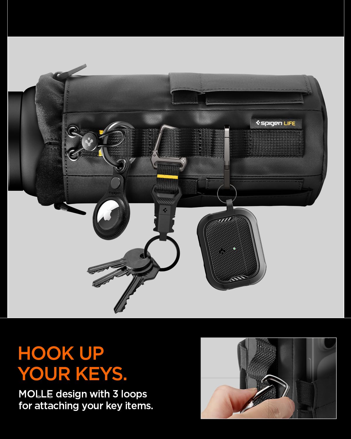 Spigen Life LF500 Borsa Magnetica Palestra, Porta Bottiglia d'Acqua Magnetico Gym con pratico spazio portaoggetti, Portatazze Magnetico Gym, Accessori per Fitness Supporto, Tumbler Bag - Nero