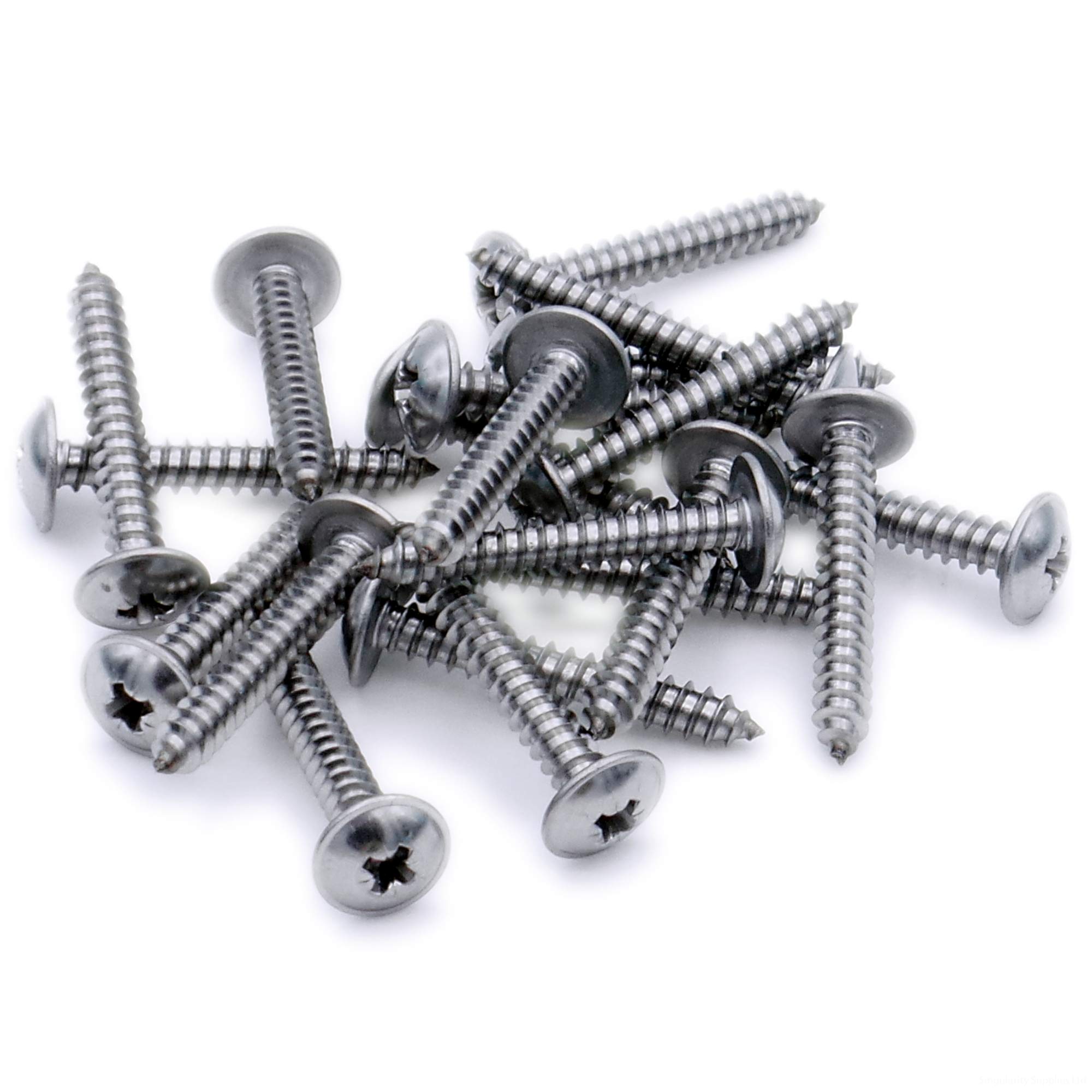 Singularity Supplies No.4 X 1 (2.9Mm X 25Mm) Pozi Flanged Self-Tapping Screw - Stainless Steel (A2) (Pack Of 20)