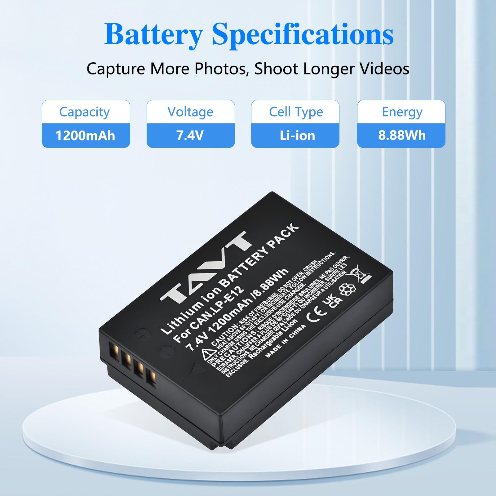 2 batterie e caricabatterie LP-E12 da 1200 mAh per Canon PowerShot SX70 HS, EOS M50, M50 Mark II, EOS M100, 100D, M, M2, M10, Rebel SL1, Kiss X7
