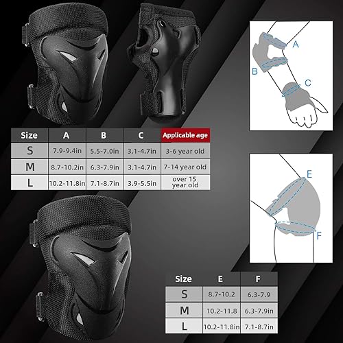Miniatura 5 de Rodilleras para adultos, jóvenesniños, coderas, muñequeras, juego de equipo de protección para patineta, ciclismo, monopatín, bicicleta, patinaje en