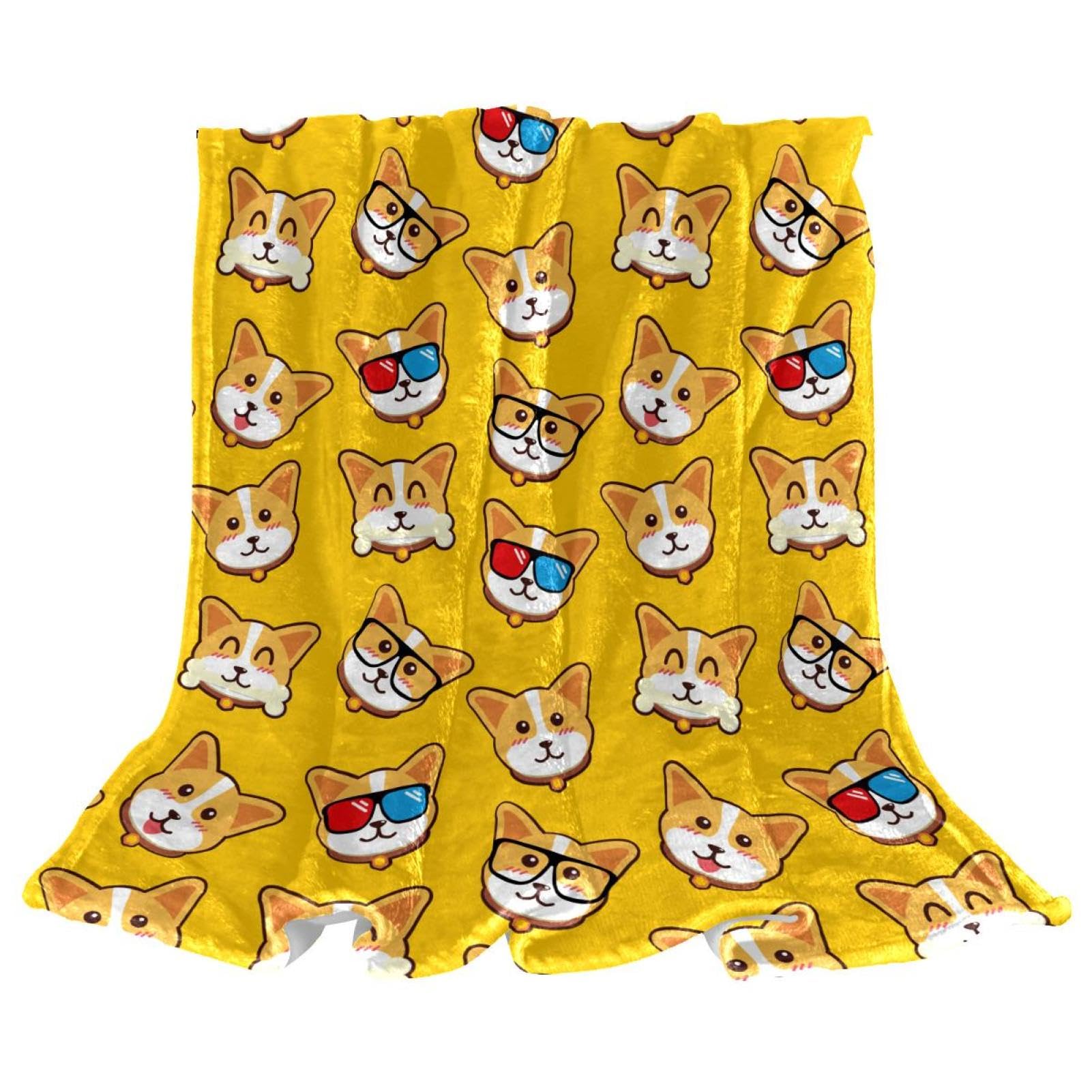 Couverture polaire chien corgi jaune pour protéger le canapé du salon