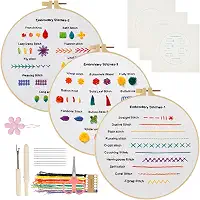 3 conjuntos de kit de prática de bordado para iniciantes, kit de bordado de flores de borboleta para iniciantes, kit de prática de ponto à mão com técnicas de habilidade de bordado para adultos