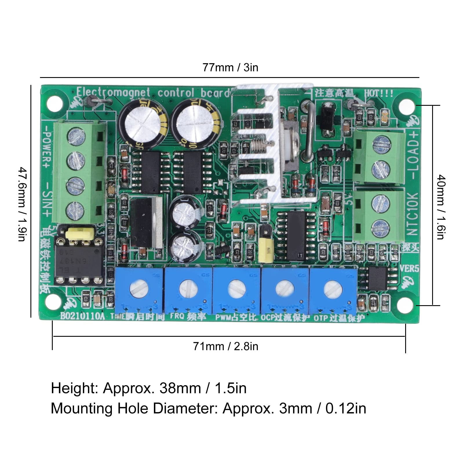 Scheda di azionamento dell'elettromagnete, modulo di controllo dell'elettrovalvola FRQ con uscita regolabile 2-20KHZ 0-100% PWM con indicatore LED per dispositivo elettromagnetico