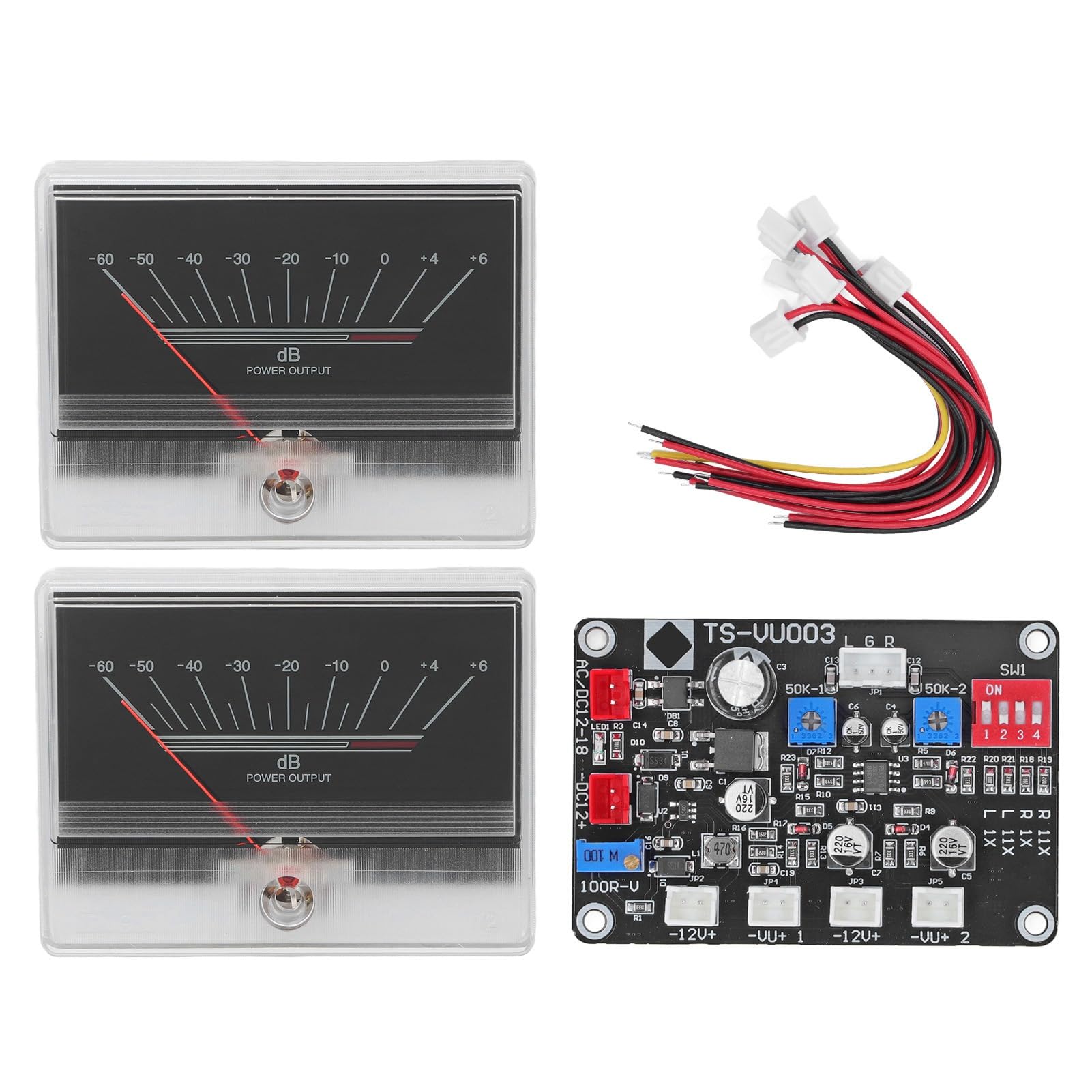 ViaGasaFamido Indicatore di Livello VU Meter, Kit Scheda Driver Preamplificatore ABS per per Auto Domestica Fai-da-te, luminosità Regolabile, Adatto per Apparecchiature da Studio