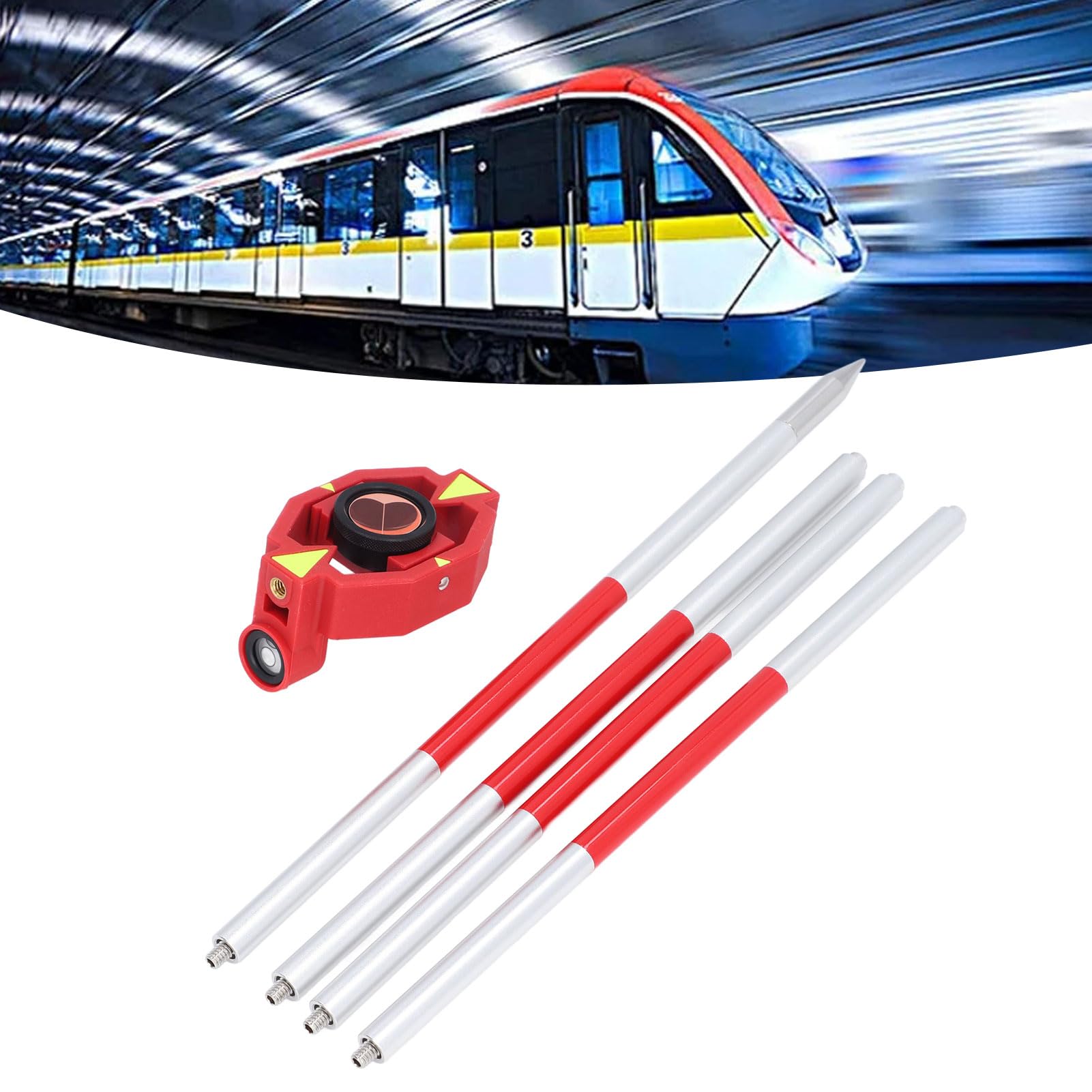 Kit Mini Asta Prisma Diametro Effettivo 25,4 Mm Prisma Topografico Stazione Totale Costante 17,5 Mm per Strumenti di Misurazione
