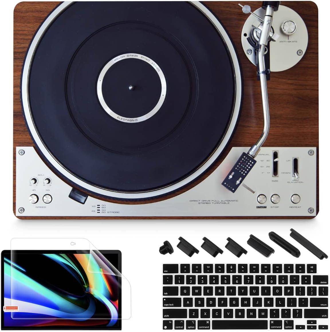 May ChenCompatible with M3 MacBook Pro 16 A2991 M2 A2780 M1 A2485 Pro/Max with Retina Display Fits Touch ID 2023 2022 2021, Hard Shell Case with Keybaord Cover & Screen Protector, Stereo Turntable