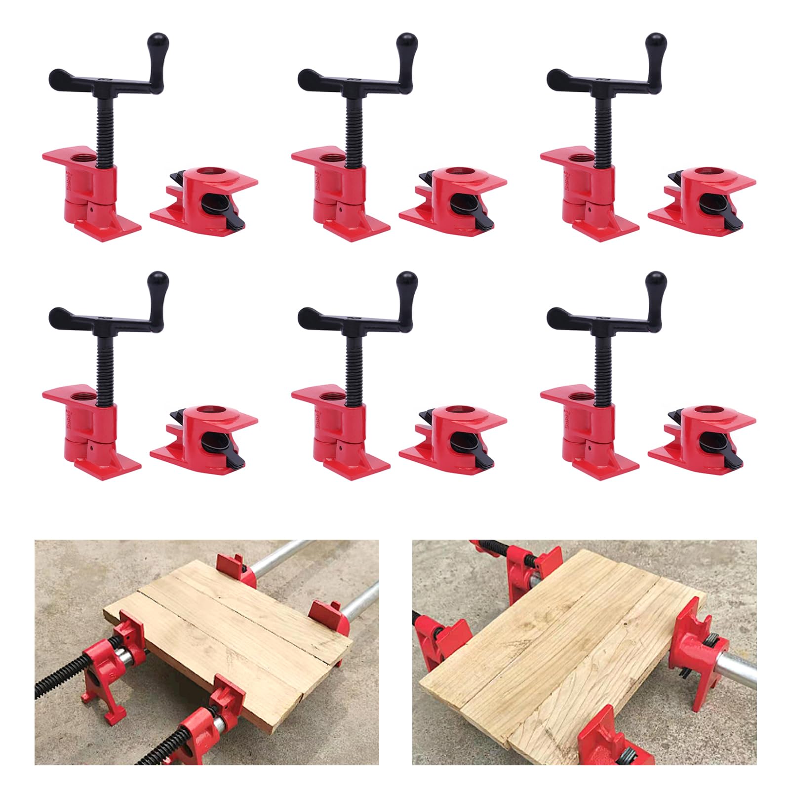 6 abrazaderas de tubo de 3/4 pulgadas, juego de abrazaderas de tornillo de tubo, abrazadera de tornillo de tubo, abrazadera para carpintería, herramienta para trabajar la madera