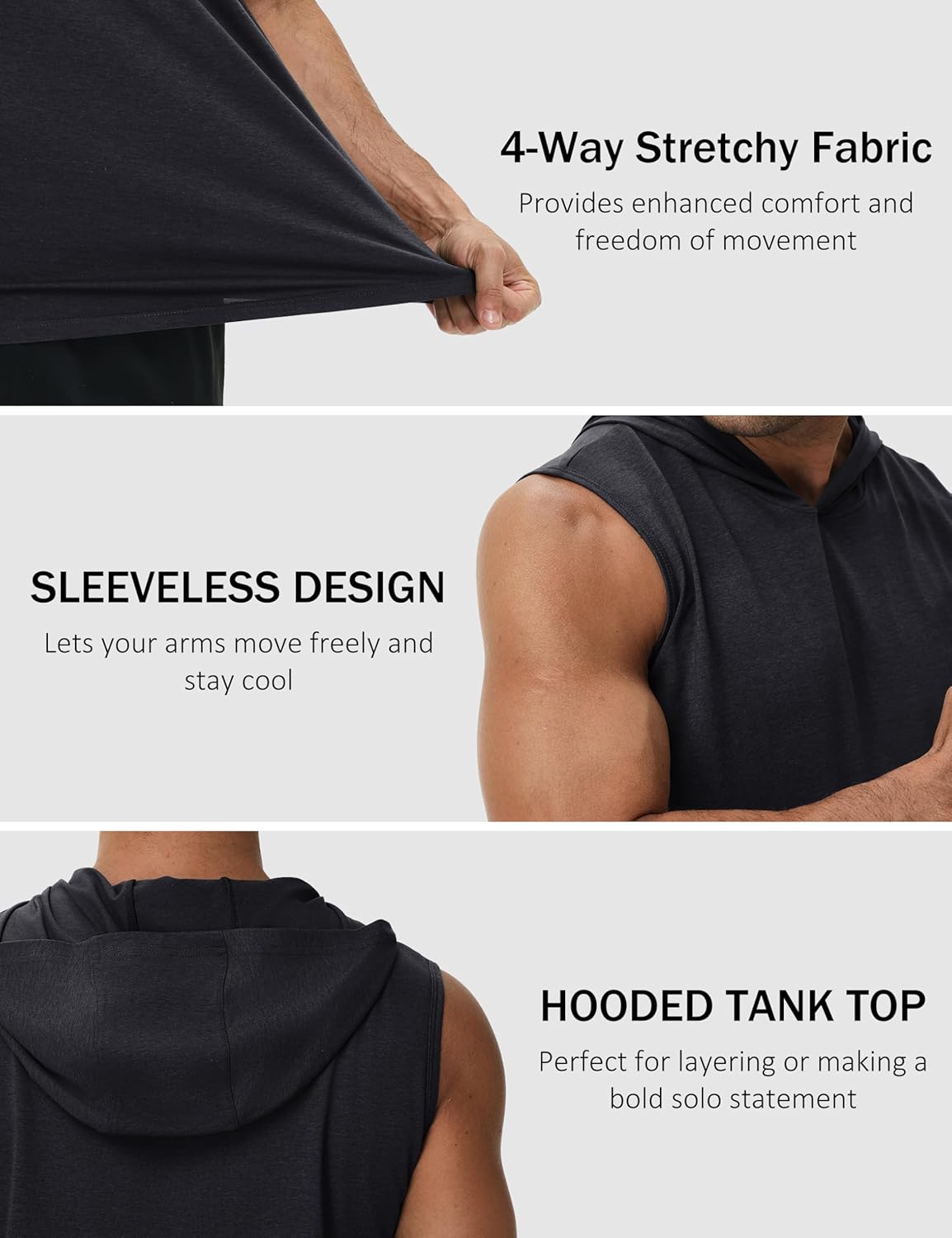 MAGCOMSEN Men‘s UPF 50+ Sleeveless Hoodie Sun Protection Cooling Muscle Tank Top for Workout Gym Fitness - Image 6