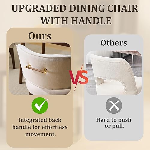 Miniatura 6 de MOJAY Juego de 2 sillas de comedor, modernas sillas de cocina tapizadas de mediados de siglo, silla de comedor de tela de lino beige con mango Juego