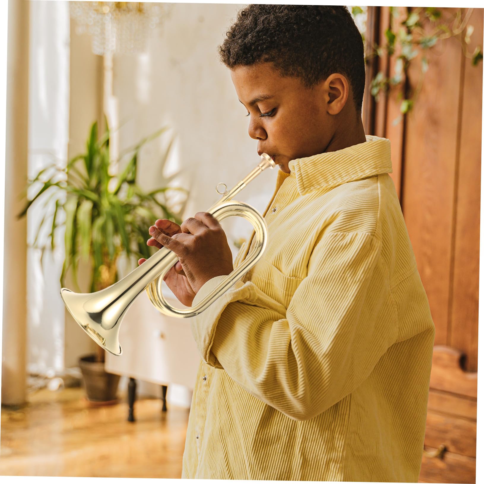 Tromba Bugle in Ottone per Orchestra Militare, Set 1 | Adatta a Principianti, Facile da Riporre, Strumento a Fiato per Banda Scolastica e Cavalleria