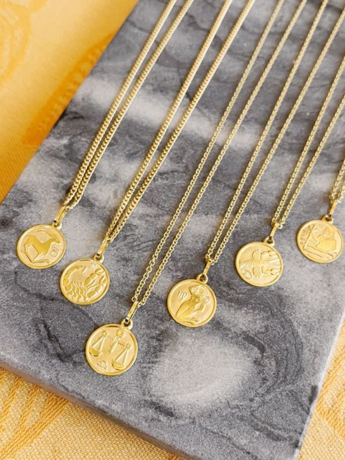 My Gold Pendentif signe du zodiaque taureau (sans chaîne) or jaune or véritable 333 (8 carats) Ø 12mm rond signes du zodiaque rond du zodiaque A-06017-G303-Sti