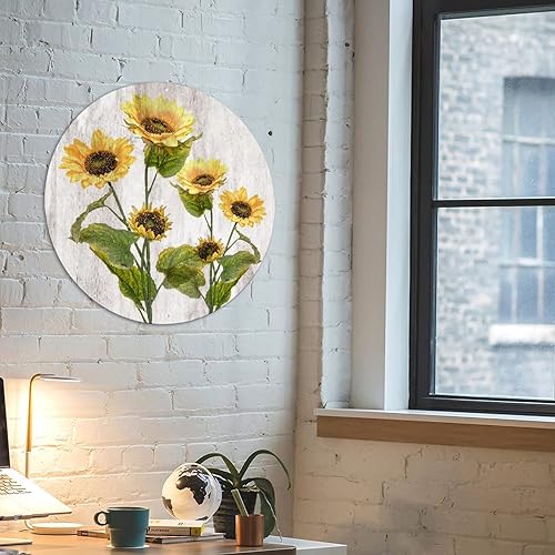 Miniatura 6 de Autumn Farm Sunflowers Metal Sign 12x12in Retro Farmhouse Tin Sign Gold Sunflowers Floral Oil Painting Tin Sign Chic Sign Wall Art Decorations for
