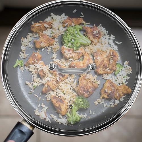 Miniatura 7 de Tapa universal para ollas y sartenes de 13.4 in - Tapas de sartén de vidrio templado con asa Protector de tapa para ollas y sartenes sartén de